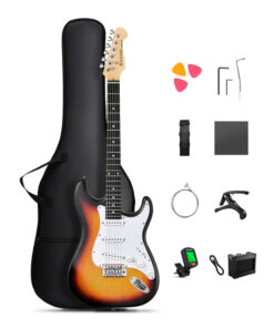 GUITARRA ELÉCTRICA - DST-80 SUNBURST ELECTRIC GUITAR WITH AMPLIFIER,STRAP,STRING,TUNER,CABLE,CAPO AND PICK - DONNER - EC6959