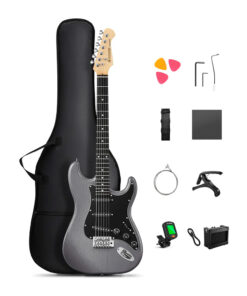 GUITARRA ELÉCTRICA - DST-80 MATTON BLACK ELECTRIC GUITAR WITH AMPLIFIER,STRAP,STRING,TUNER,CABLE,CAPO AND PICK - DONNER - EC6961