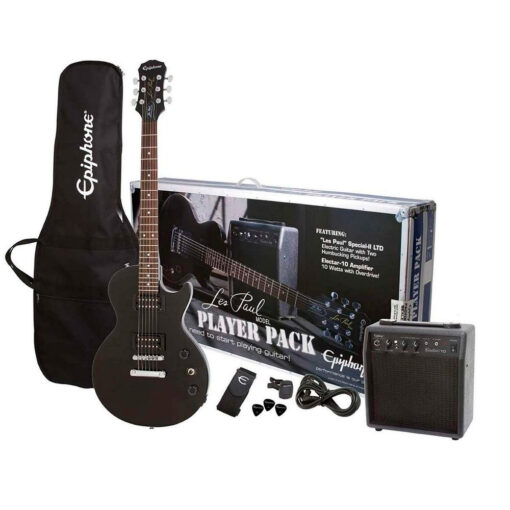 GUITARRA ELÉCTRICA - Epiphone Les Paul Player Pack 120V Ebony - PPEG-EGL1EBCH1