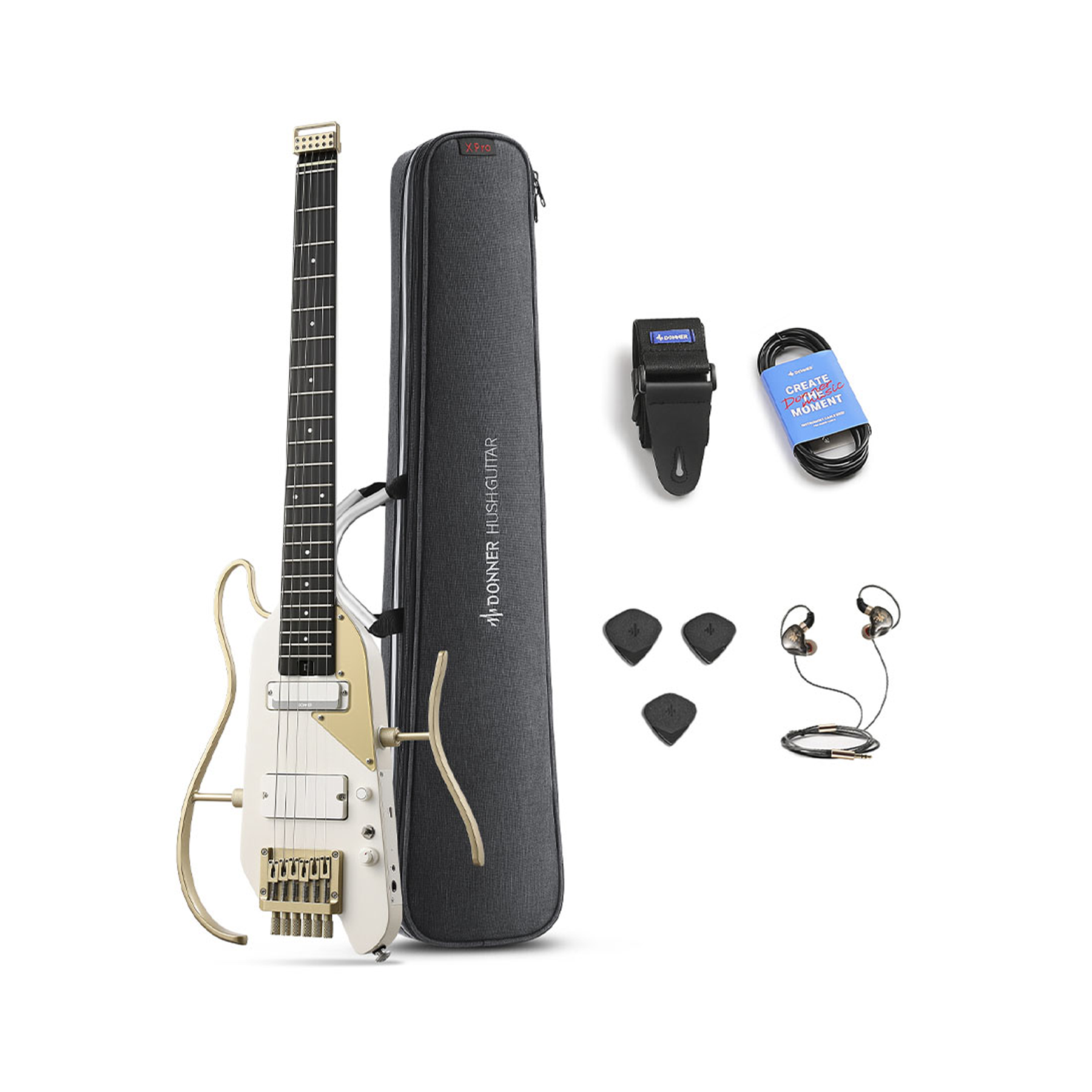 Guitarra eléctrica – HUSH X PRO White-Luxe – Donner – EC7450